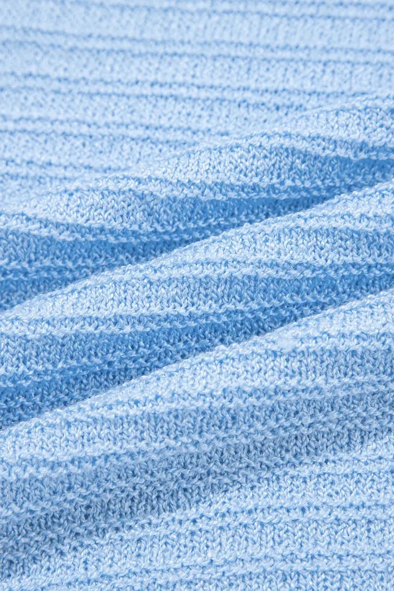 Beau Blue Horizontal Ribbing Patchwork Swing Sweater Tank Top - Love Salve